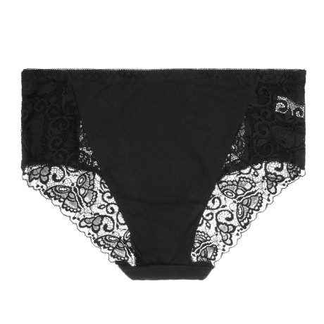 GALANTE Трусы женские макси с кружевом, р.50, 95%хлопок, 5%спандекс, черный, НБ25-16