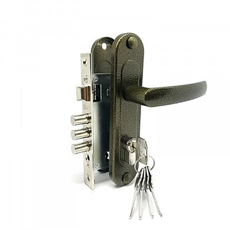 Замок врез ЗВ7-60.1-02 Зенит (бронза, м/о-61,5мм, 5кл.) с ручками   \15