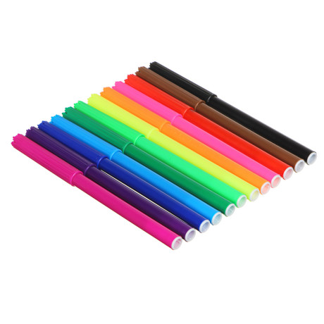 ClipStudio Фломастеры 12 цветов "Альфа", с цв.вент.колпачком, большие, смываемые, пластик, ПРЕМИУМ