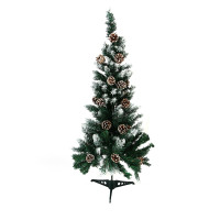 Ель искусственная с заснеженными кончиками и шишками 100см, 153 ветки, ПВХ, 26-26