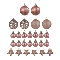 СНОУ БУМ Набор шаров и украшений 26 шт, 3см и 6см, розовое золото