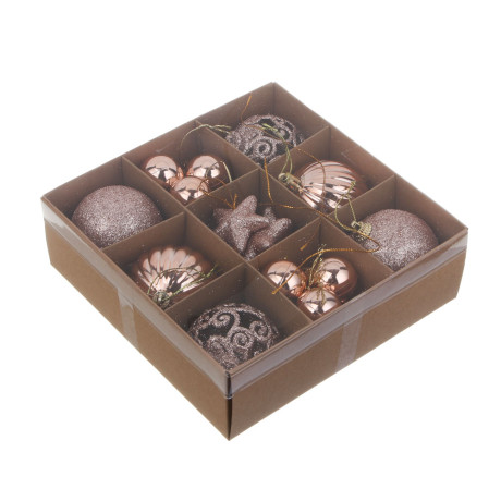 СНОУ БУМ Набор шаров и украшений 26 шт, 3см и 6см, розовое золото