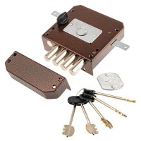 Замок накл ЗНСП-2Т-Д с тягами (5ключей, 4ригеля+задвижка) Меттэм  \5