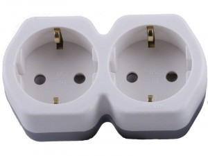 STEKKER разветвитель (тройник) 2роз. 16A земля бел./серый ADP16-12-20 32870