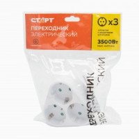 СТАРТ  сет. адаптер-разветв. 3роз. 16А тип F земля, шторки SA1/3-ZD 30/60