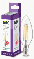 IEK свеча C35 E14 5W(600lm) 4000К 4K прозр 98х35 филамент(нитевидная) 360° LLF-C35-5-230-40-E14-CL