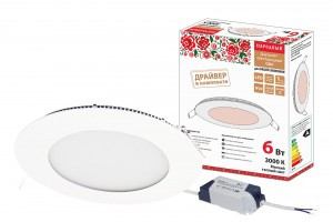 TDM св-к встр. св/д даунлайт (панель) СВО 6W 360lm 3000K 2K 118х21мм драйв, белый, алюм SQ0329-0094