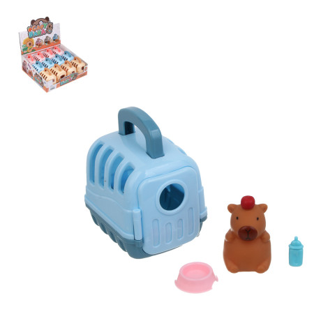 ИГРОЛЕНД Капибара в будке с акс., 4 пр., PVC, ABS, 7х9х11см, 3 вида