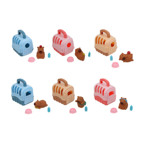 ИГРОЛЕНД Капибара в будке с акс., 4 пр., PVC, ABS, 7х9х11см, 3 вида