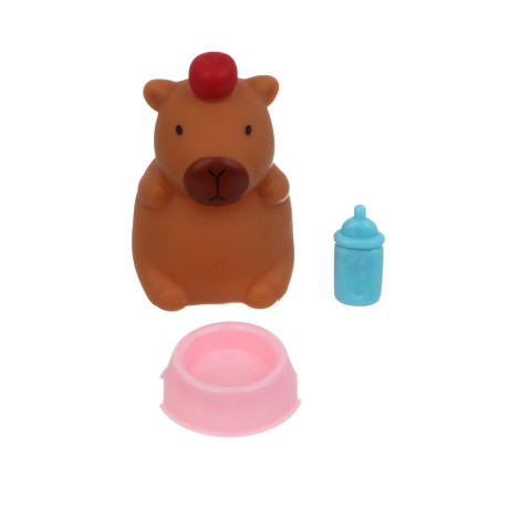 ИГРОЛЕНД Капибара в будке с акс., 4 пр., PVC, ABS, 7х9х11см, 3 вида