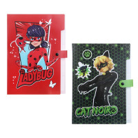 Ледибаг/Супер-Кот Папка для тетрадей 32,5x24см, для A4, 5отд., расшир., кнопка, пластик, &quot;Кор&quot;, 2диз