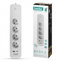 Camelion Smart Home Wi-Fi Умный сет.фильтр 4 роз.+ USB+Type-С 16A 4000W 1.5м SZD/SH/4х1,5/WIFI