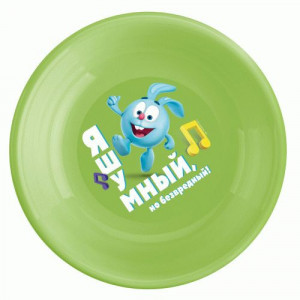 Тарелка плоская детская с декором "СМЕШАРИКИ" 185мм зеленый 431336409 Бытпласт
