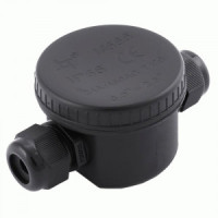 Stekker коробка распред. водонепр. 2 ввода 3х конт.кон. IP66 (106х64х46) круглая, черная LD544 49232