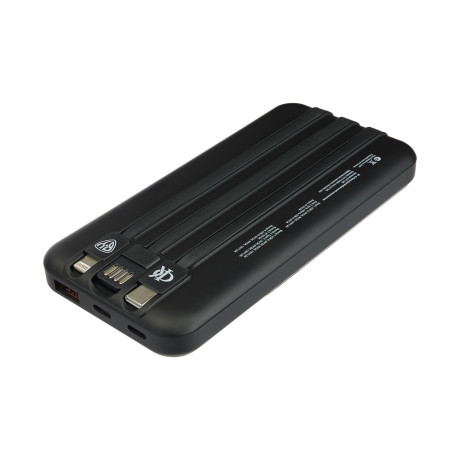 BY Ф.Киркоров Аккумулятор мобильный, 10000мАч, 3А, встр. кабели IP/Type-C/USB, светящийся логотип