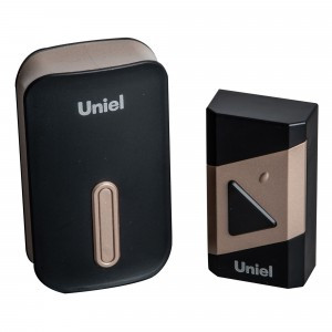 Uniel Звонок беспроводной электронный, 220В, 150м,  38 мелодий черный/золот UDB-095W-R1T1-38S-BL/GL