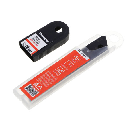 ЕРМАК Лезвие для ножей запасное 18мм сегментированное, сталь+воронение,толщина 0,45мм, 10шт/уп