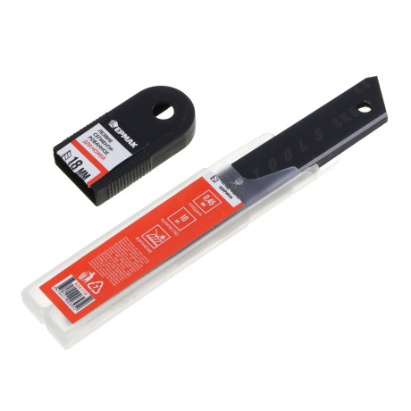 ЕРМАК Лезвие для ножей запасное 18мм сегментированное, сталь+воронение,толщина 0,45мм, 10шт/уп