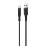 BY Кабель для зарядки Satiny Type-C, 1,5м, Быстрая зарядка 3А, QC, PD 20W, тканевый, черный