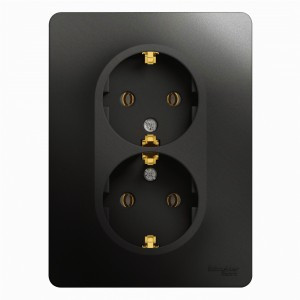 Systeme Electric GLOSSA роз. СУ 2 мест. антрацит (пл.осн., земля) GSL000724 (10!)