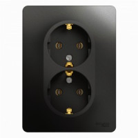 Systeme Electric GLOSSA роз. СУ 2 мест. антрацит (пл.осн., земля) GSL000724 (10!)