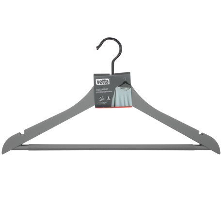 Вешалки для одежды тм VETTA, 3шт, 44,5x23x1см, пластик ABS, софт тач, цвет серый