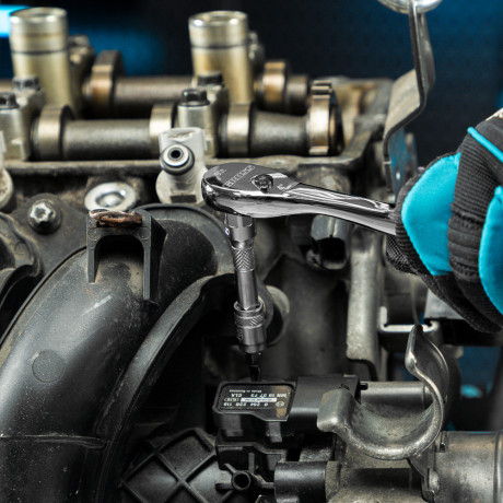 Ключ-трещотка 1/4", CrV, 90 зубьев, усиленный, хром Gross