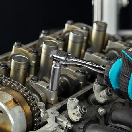 Ключ-трещотка 1/4", CrV, 90 зубьев, усиленный, хром Gross