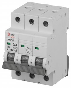 ЭРА PRO автоматический выкл. ВА47-63 3P 40А хар-ка D 4,5кА VA63-3P40D4.5 59481