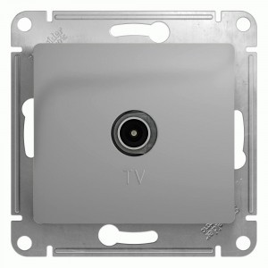 Systeme Electric GLOSSA мех. роз. TV-FM СУ 1 мест. алюминий (пл.осн., RG6, 2,1А) GSL000393