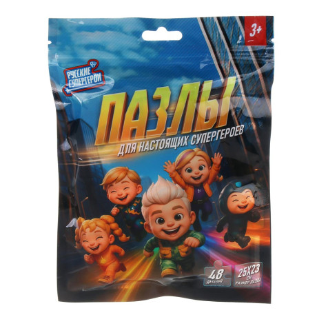 BY Русские Супергерои Пазл, 48 элементов, 14x19 см, картон, 4 дизайна