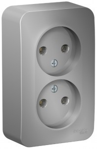 Systeme Electric BLANCA роз. ОУ 2 мест. 16А алюм. (пл.осн., изол.пл.) BLNRA000213 (10!)