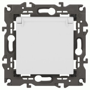 ЭРА Elegance мех. роз. СУ 1 мест.  (земля,шторки,крышка) 16A 250В белый матовый 14-2103-01М 65808