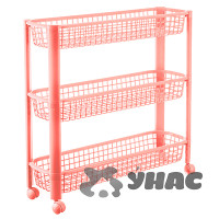 Полка узкая на колесах (3 секции) чайная роза М2718 (4)