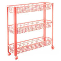 Полка узкая на колесах (3 секции) чайная роза М2718 (4)