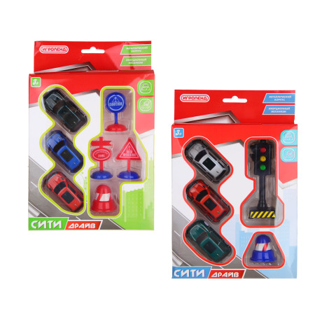 ИГРОЛЕНД Набор металлических машинок "Сити-драйв", металл, PP, 29,5х19х4,5 см