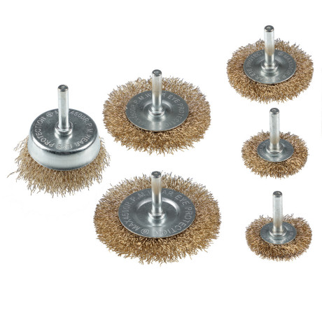 ЕРМАК Набор щеток металл со шпильками 6 пр (40(2шт.),50,65,75мм -пл.,50мм-чашка)