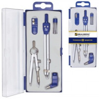 Готовальня BRAUBERG Student Oxford, 5предм. циркуль 140 мм+кронцир, держ. д/каран, гриф. точ. 210338