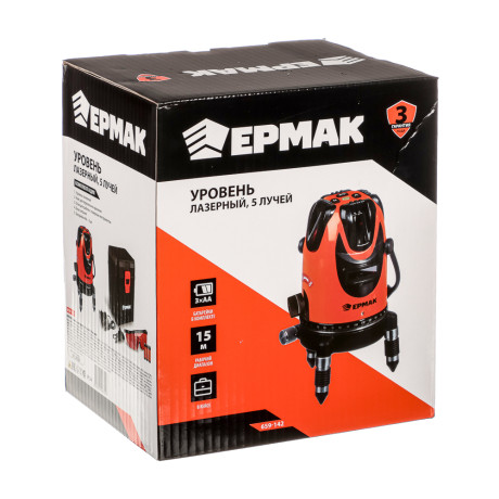ЕРМАК Уровень лазерный 5 лучей, 15м, кейс