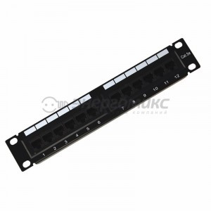Патч-Панель 10" 12 гнёзд RJ-45  Cаt.5e Dual IDC  ( монтаж в стойку)  REXANT, 04-0025