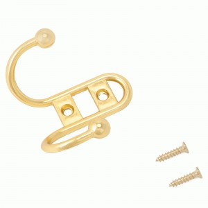 Крючок-вешалка мебельн 2-рожк СТАНДАРТ 208B GP золото В60*Ш73*Г34 ЕВРОПАКЕТ(480,60)