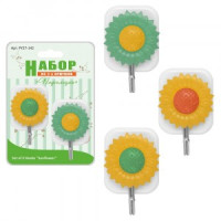 Крючки &quot;Подсолнухи&quot;, набор 2шт/уп, цена за уп (кратность 6шт!!!), сталь, пластик PY27-142 Мультидом