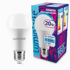 Lumin'arte лампа св/д ЛОН A60 20W E27 (1600lm) 6500К 6K 120x60 LSTD-A60-20W6KE27