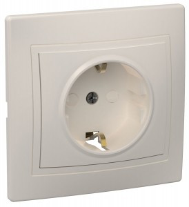 IEK КВАРТА роз. СУ 1 мест. крем. 16А (земля, шторки, керамика) РСш10-3-Км ERK14-K33-16-K