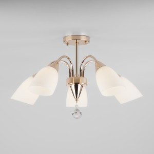 EUROSVET Люстра 5x40W 650х400 металл белый/золото/прозрачный Ellene 30149/5