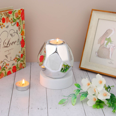 Подсвечник керамический, 9,5х10х5 см, цвет серебряный