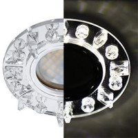 Ecola MR16 GU5.3 LD1661 св-к Стекло Круг квадр.стразы подсветка 4K Хром-зерк. 42x95 SK16RNEFB (10!)