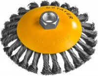 STAYER &quot;PROFESSIONAL&quot;. Щетка коническая для УШМ, жгутированная стальная проволока 0,5мм, 125ммхМ14