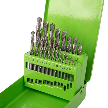 Набор сверл по металлу, 1-10 мм, (через 0.5 мм +3.2 и 4.8 мм) HSS 21 шт, металлический бокс, цилиндрический хвостовик Сибртех