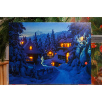 Картина новогодняя HD-7 30*40*1,6см со светодиодами Ночная зимняя деревня (12)